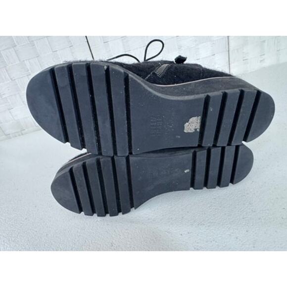 "Eileen Fisher" Black, Crew, Felted , Lace Up, Bootie, Size 7,Wedge Heel, Winter - Picture 9 of 10